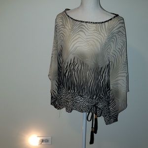 Animal print sheer blouse